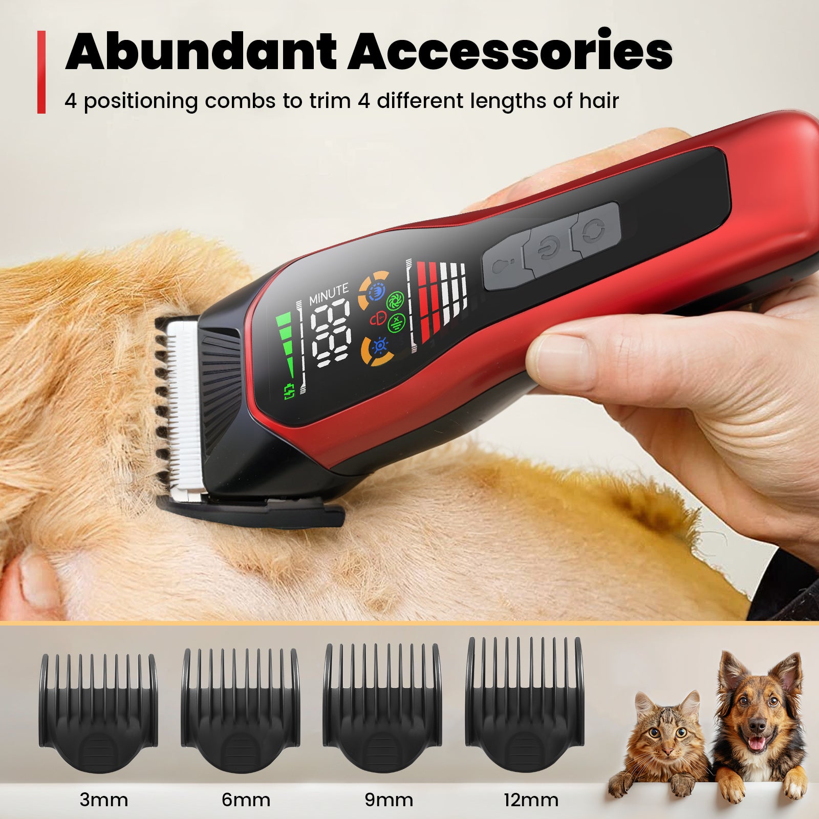 Pelov Pet Grooming Clipper – 50mm Wide Blade, 6500RPM Powerful Motor, 2-Speed Adjustable for Thick & Long Fur