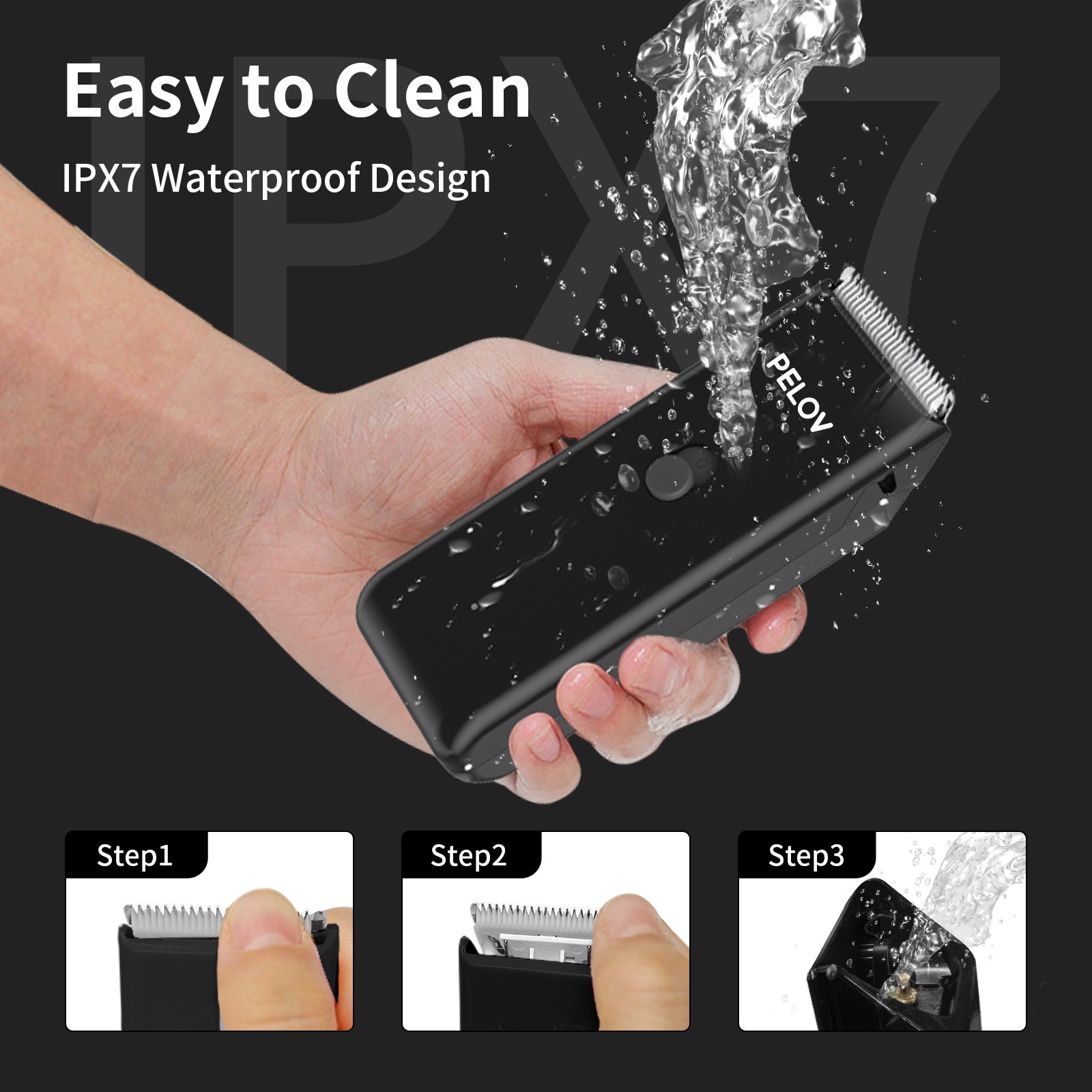Pelov Pet Hair Clipper – Ceramic Blade, Quiet Low-Noise, IPX7 Waterproof & Compact Design