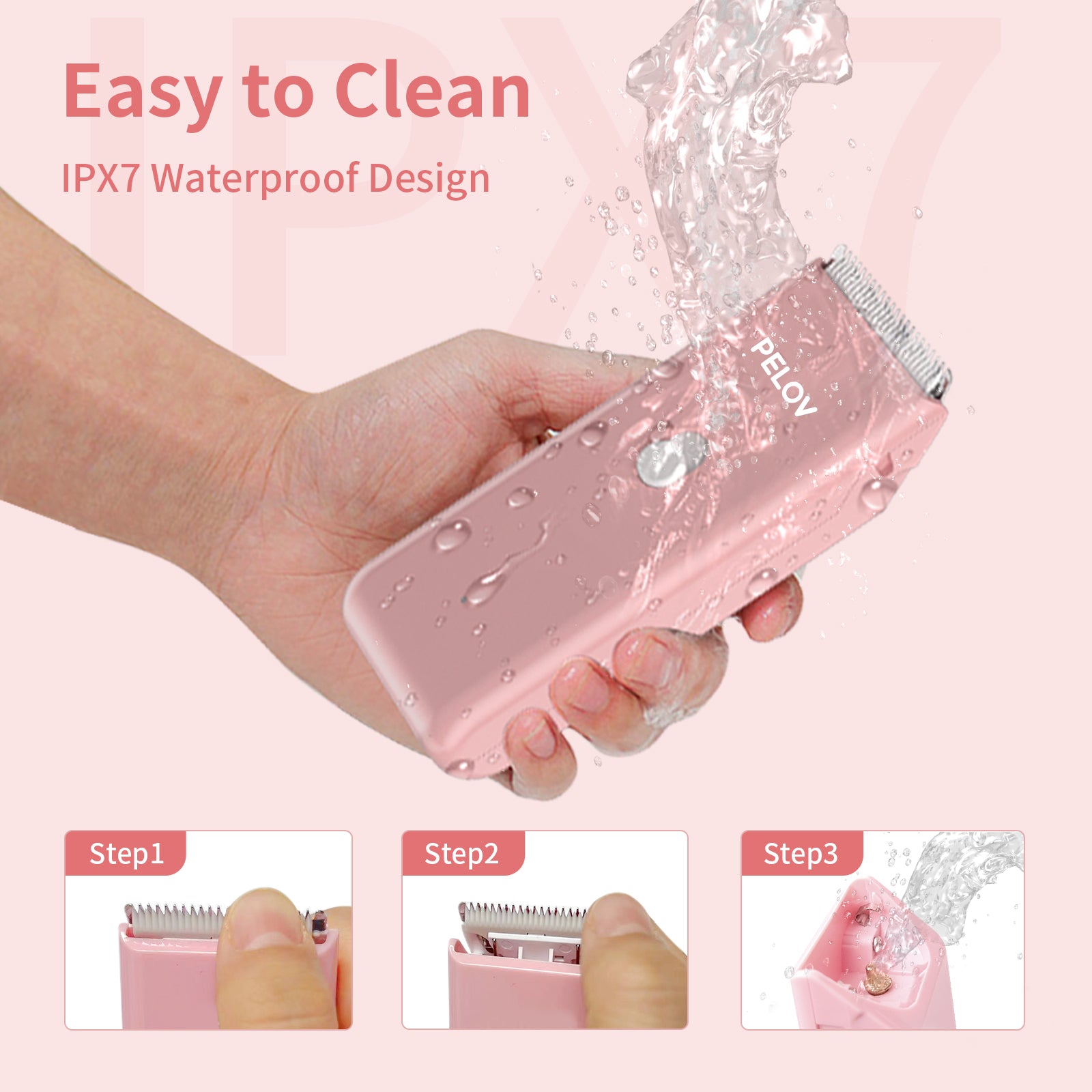 Pelov Pet Hair Clipper – Ceramic Blade, Quiet Low-Noise, IPX7 Waterproof & Compact Design