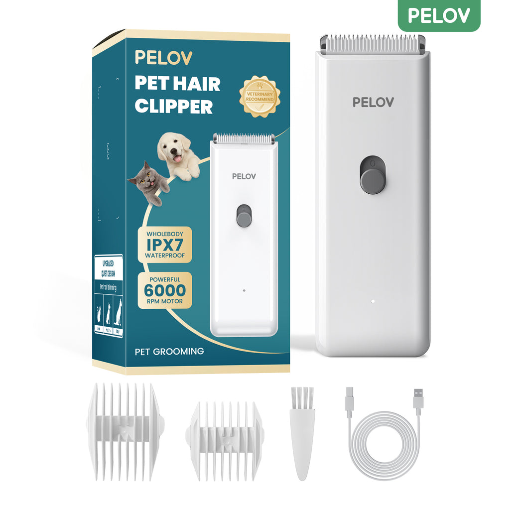 Pelov Pet Hair Clipper – Ceramic Blade, Quiet Low-Noise, IPX7 Waterproof & Compact Design