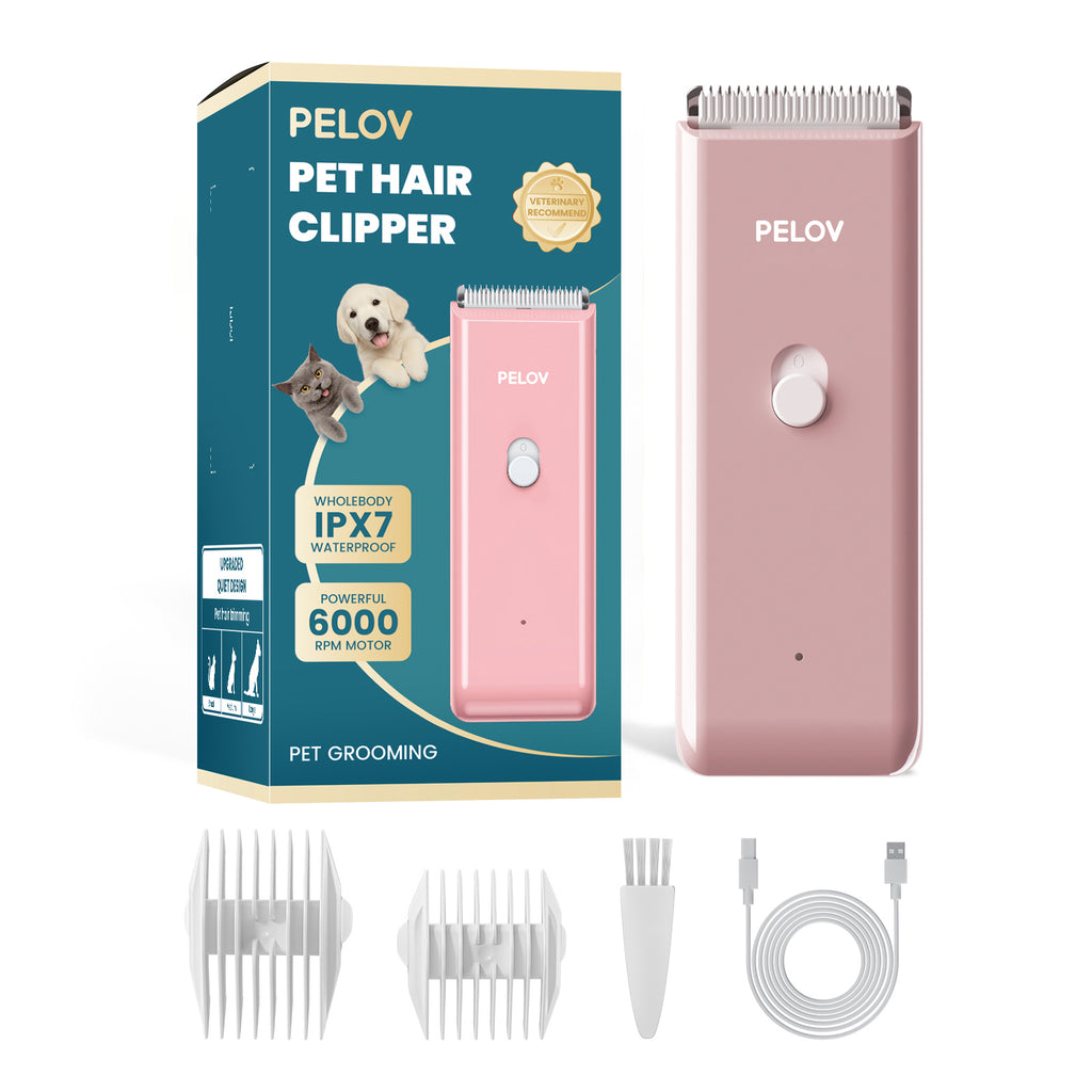 Pelov Pet Hair Clipper – Ceramic Blade, Quiet Low-Noise, IPX7 Waterproof & Compact Design