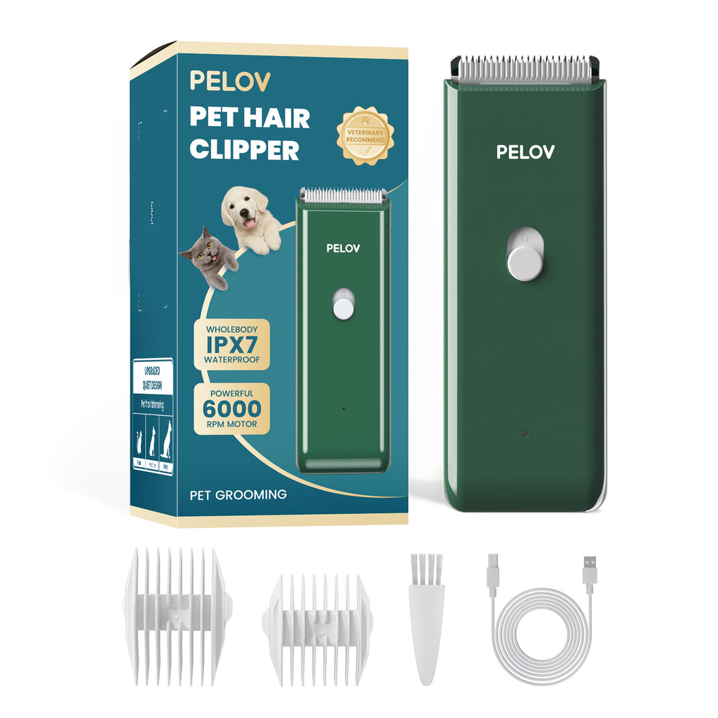Pelov Pet Hair Clipper – Ceramic Blade, Quiet Low-Noise, IPX7 Waterproof & Compact Design