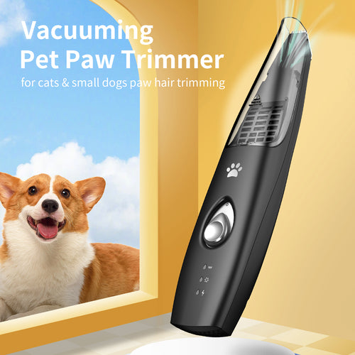 Pelov Auto-Vacuum Pet Paw Trimmer – Quiet Ceramic Blade with Removable Hair Collection Chamber