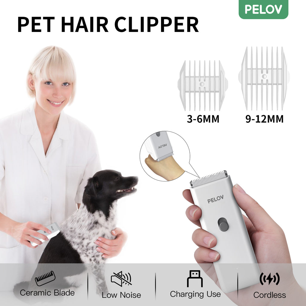Pelov Pet Hair Clipper – Ceramic Blade, Quiet Low-Noise, IPX7 Waterproof & Compact Design