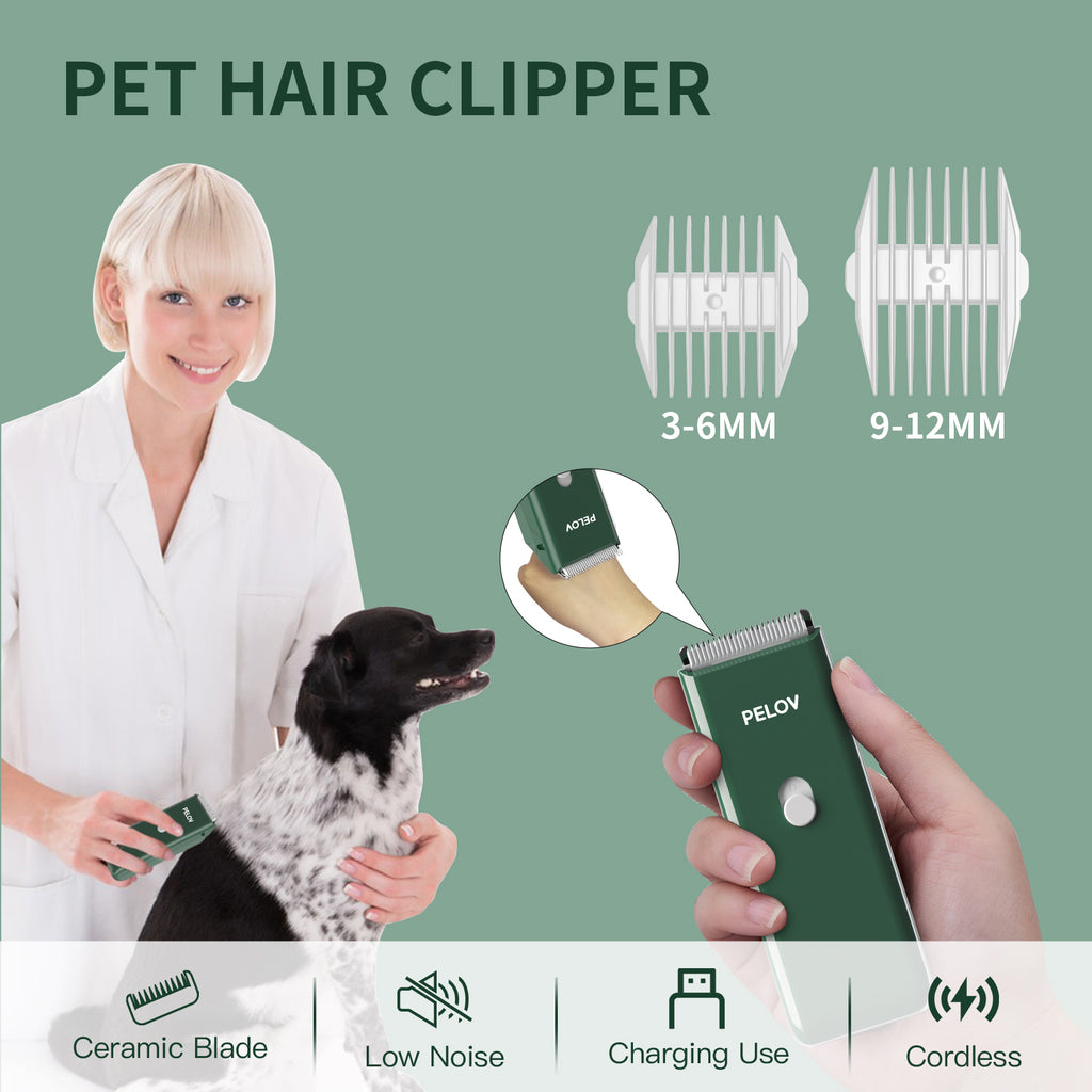 Pelov Pet Hair Clipper – Ceramic Blade, Quiet Low-Noise, IPX7 Waterproof & Compact Design