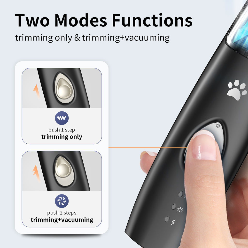 Pelov Auto-Vacuum Pet Paw Trimmer – Quiet Ceramic Blade with Removable Hair Collection Chamber
