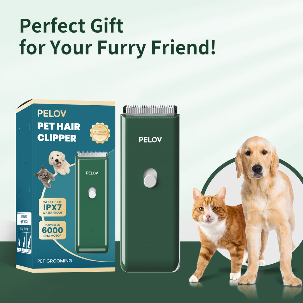 Pelov Pet Hair Clipper – Ceramic Blade, Quiet Low-Noise, IPX7 Waterproof & Compact Design