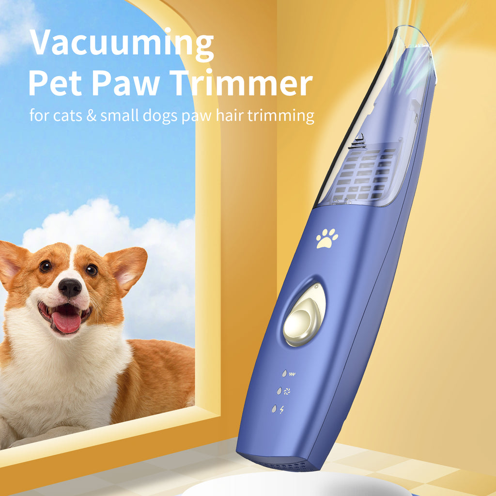 Pelov Auto-Vacuum Pet Paw Trimmer – Quiet Ceramic Blade with Removable Hair Collection Chamber