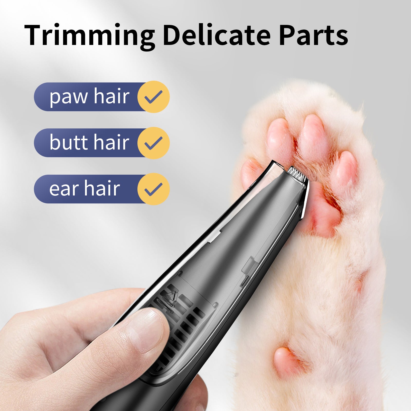 Pelov Auto-Vacuum Pet Paw Trimmer – Quiet Ceramic Blade with Removable Hair Collection Chamber