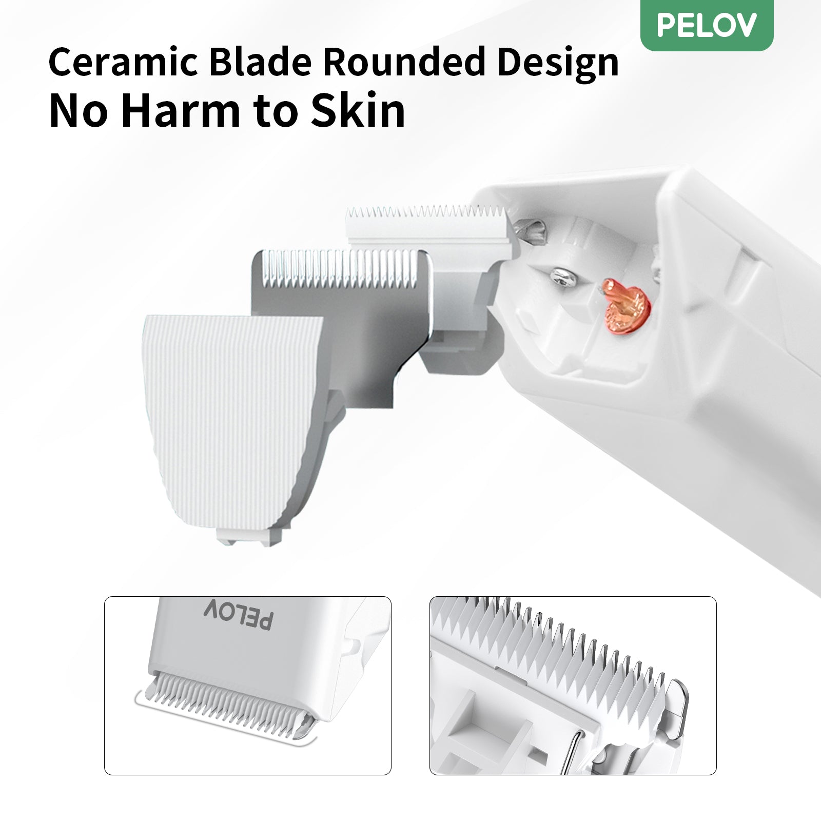 Pelov Pet Hair Clipper – Ceramic Blade, Quiet Low-Noise, IPX7 Waterproof & Compact Design