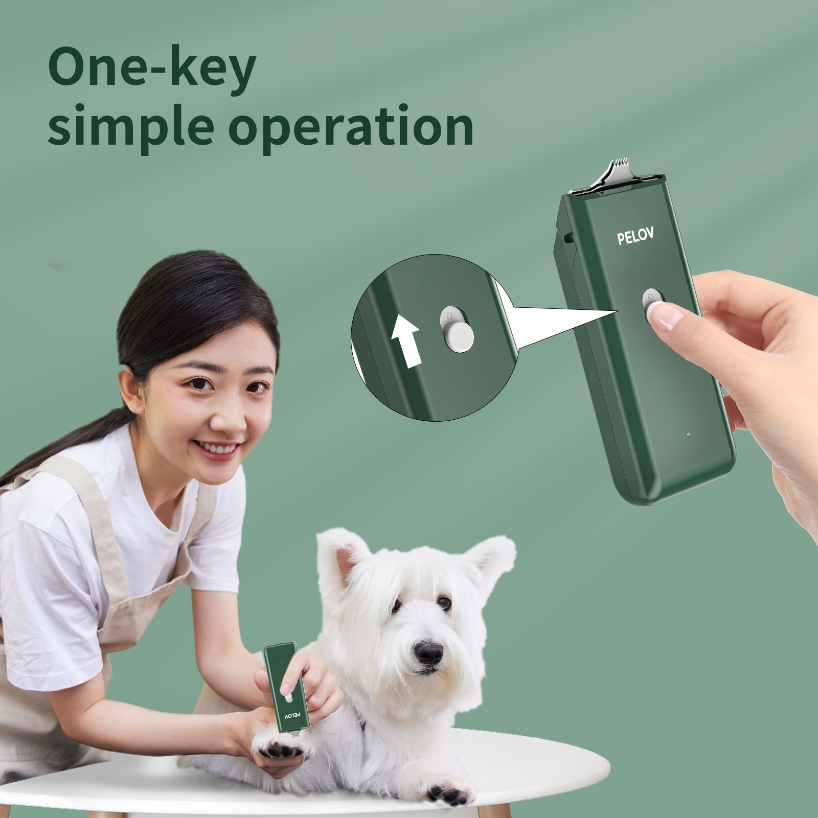 Pelov Pet Hair Clipper – Ceramic Blade, Quiet Low-Noise, IPX7 Waterproof & Compact Design