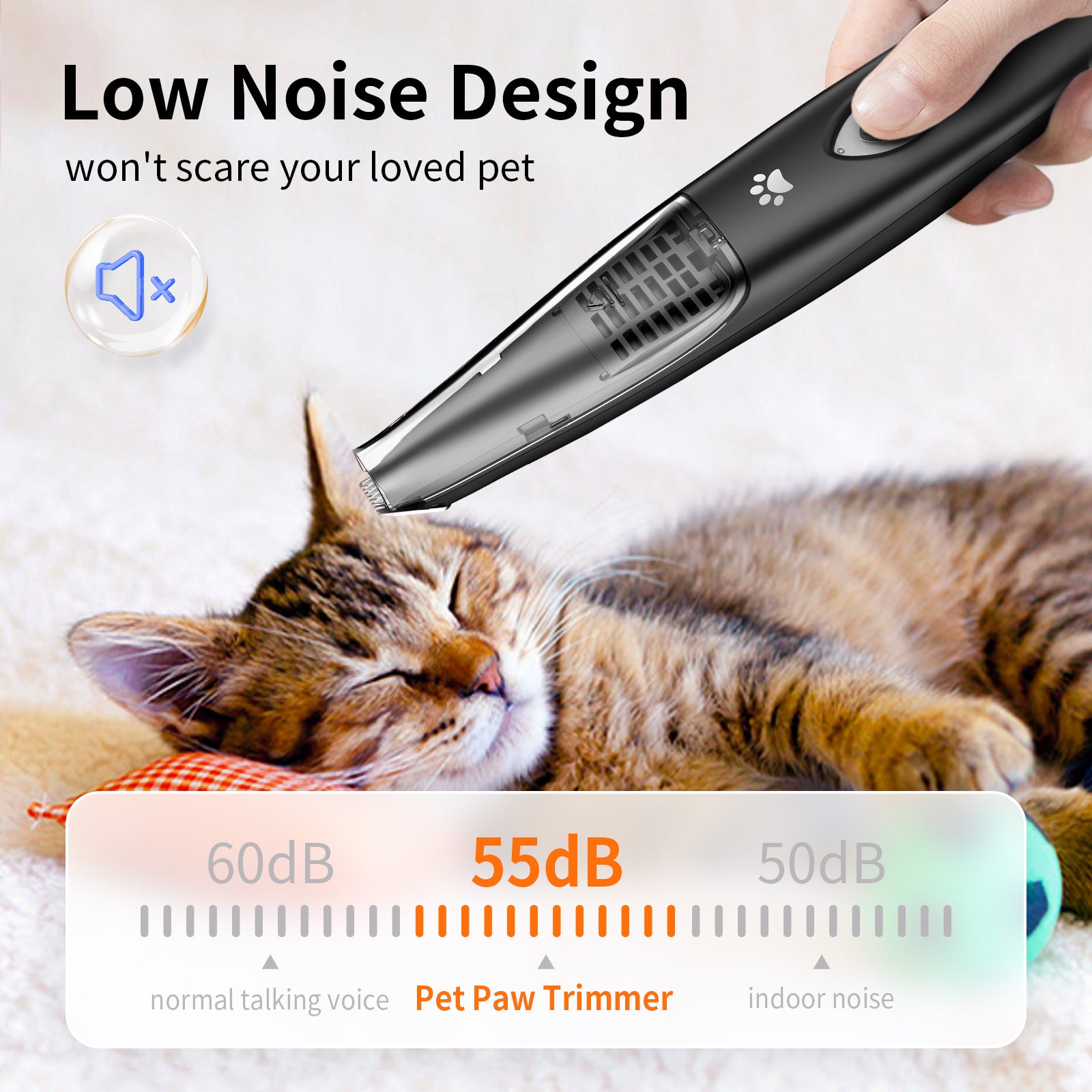 Pelov Auto-Vacuum Pet Paw Trimmer – Quiet Ceramic Blade with Removable Hair Collection Chamber