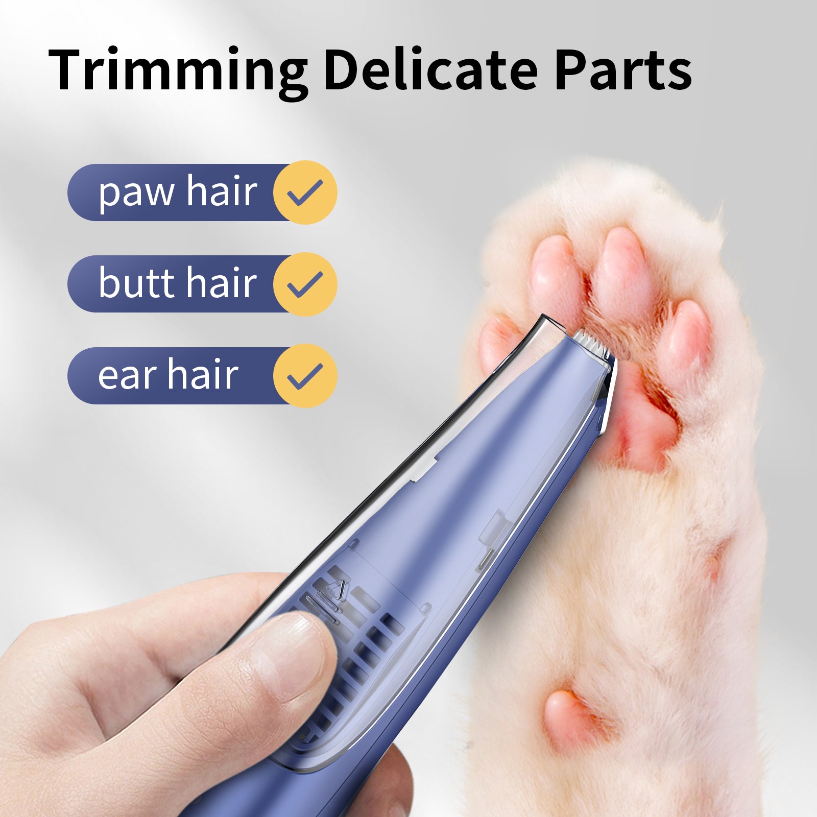 Pelov Auto-Vacuum Pet Paw Trimmer – Quiet Ceramic Blade with Removable Hair Collection Chamber