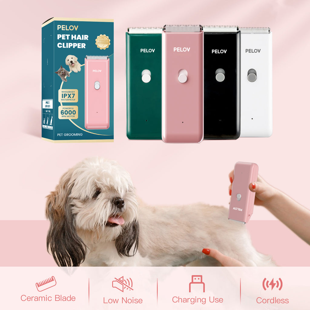 Pelov Pet Hair Clipper – Ceramic Blade, Quiet Low-Noise, IPX7 Waterproof & Compact Design