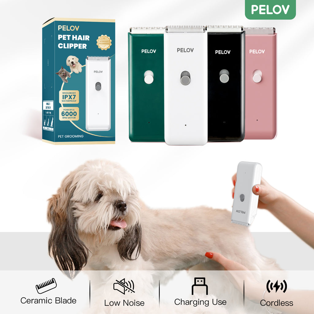 Pelov Pet Hair Clipper – Ceramic Blade, Quiet Low-Noise, IPX7 Waterproof & Compact Design