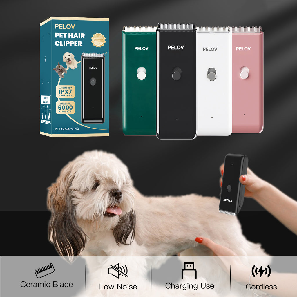 Pelov Pet Hair Clipper – Ceramic Blade, Quiet Low-Noise, IPX7 Waterproof & Compact Design