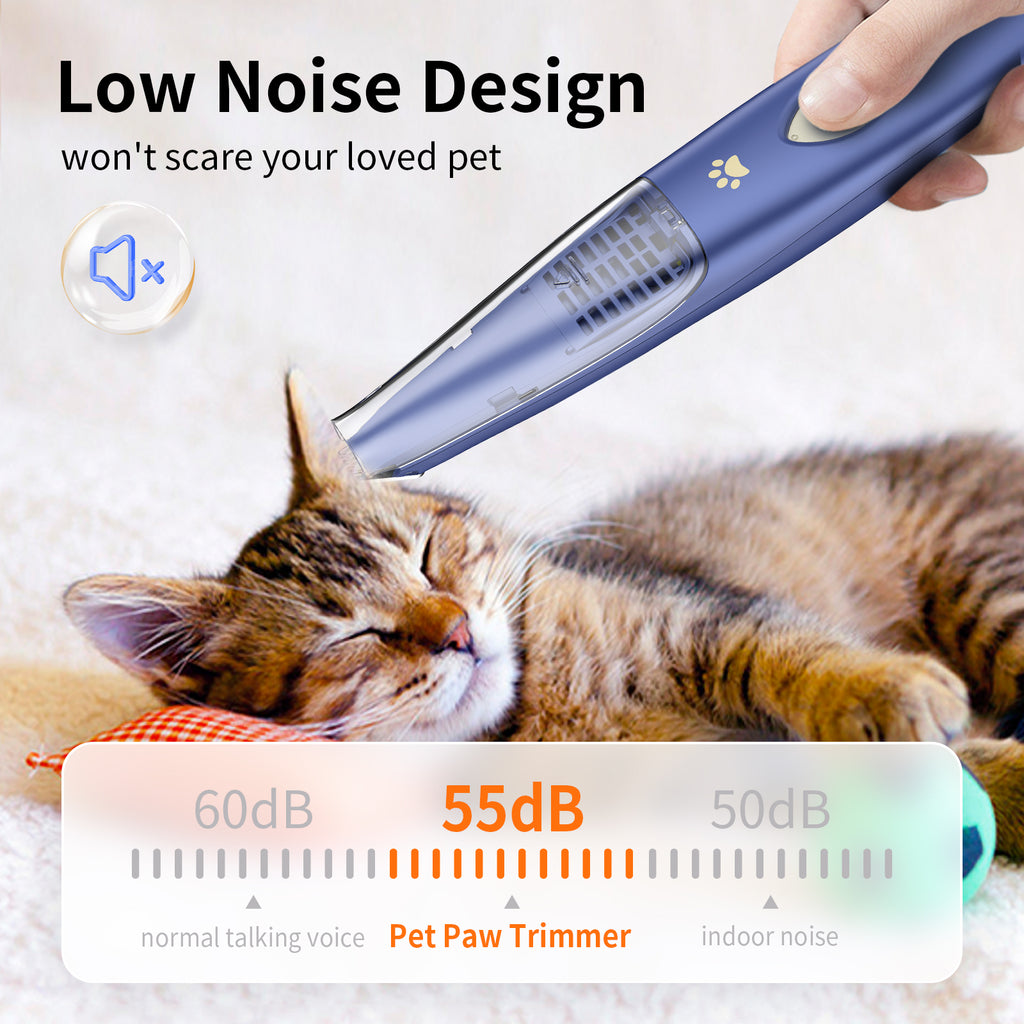 Pelov Auto-Vacuum Pet Paw Trimmer – Quiet Ceramic Blade with Removable Hair Collection Chamber
